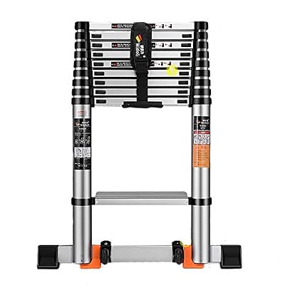 Ladders,Telesladder Telesladder with Hooks, Multi-Purpose Alloy Aluminum Retractable Ladder/2.7M