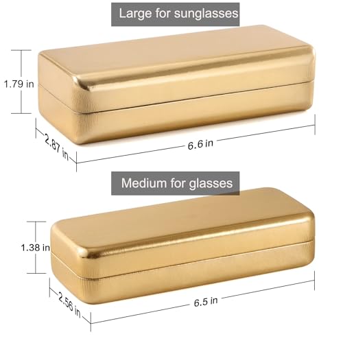Image of TRIUMPH VISION Sunglasses Case Hard Shell Glasses Case Eyewear Eyeglasses | Sunglass Eyeglass Hard Case for Women and Men Metal PU Leather Lined Storage with Microfiber Cleaning Cloth Protection