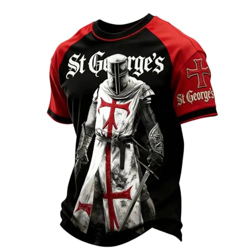 Camiseta con diseño patriótico de manga corta para fiestas inglesas y festivales nacionales, Negro , L