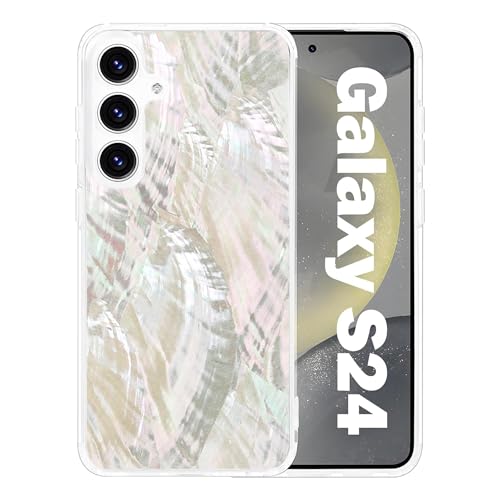 Coque Samsung S24 antichoc et durable en véritable coquillage naturel beige