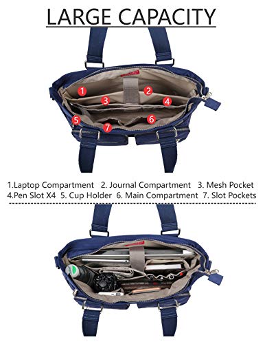 La Packmore Water Repellent Nylon Shoulder Bag Handbag Laptop Bag Teacher Nurse Tote Briefcase Clinical Bag (14 Inch, Navy) #TOP2