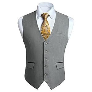 HISDERN Heren gilet formele effen kleur bruiloft vest klassieke business party smoking pak vest met zakken S-4XL