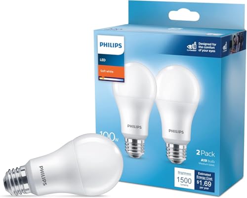 Image of PHILIPS LED Basic Frosted Non-Dimmable A19 Light Bulb - EyeComfort Technology - 1500 Lumen - Soft White (2700K) - 14W=100W - E26 Base - Title 20 Certified - Indoor - 4-Pack