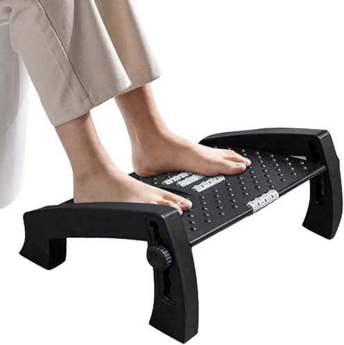 EarwigAdjustable Foot Rest for Office Chair with Massage Texture and Roller | Ergonomic Footrest Under Desk with 6 Heights | Leg Resting Stool for Home, Office Table and Sofa