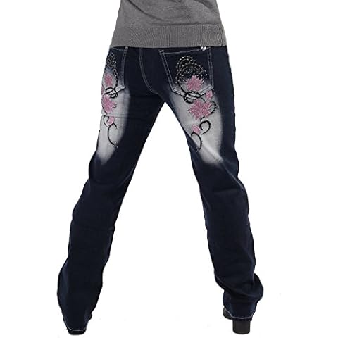 Crazy Age Pantalones Vaqueros XXL con Tatuajes Tribales y Mariposas Cover