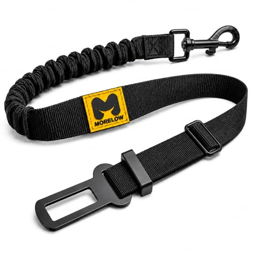MORELOW Cintura Auto Per Cani - Cintura di Sicurezza per Cani Elastica Anti Shock che Riduce gli Strappi - Regolabile con Gancio Rinforzato - Compatibile con Tutte le Auto
