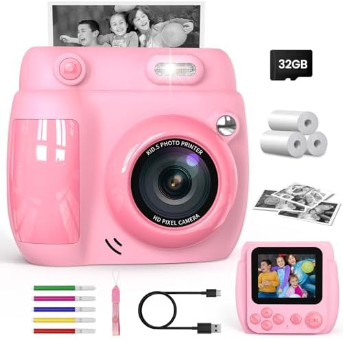 Gofunly Camara Fotos Infantil Instantanea, 2,4 Pulgada 1080P Cama...