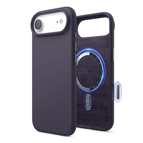 Image of elago for iPhone Air Case, Premium Magnetic Silicone Case, Compatible with MagSafe, Liquid Silicone Material, Protective Cover, Shockproof, Slim Phone, 6.5 inch (Deep Purple)