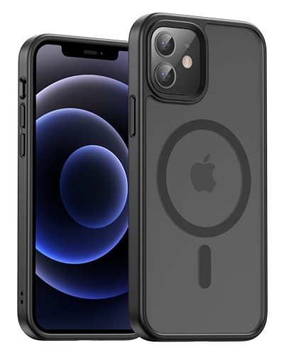 Image of UNBREAKcable Magnetic for iPhone 12 Case, Compatible with MagSafe, Full Camera Protection, Built-in Magnetic Ring, Drop Protection Shockproof Slim Phone Cover (Black)