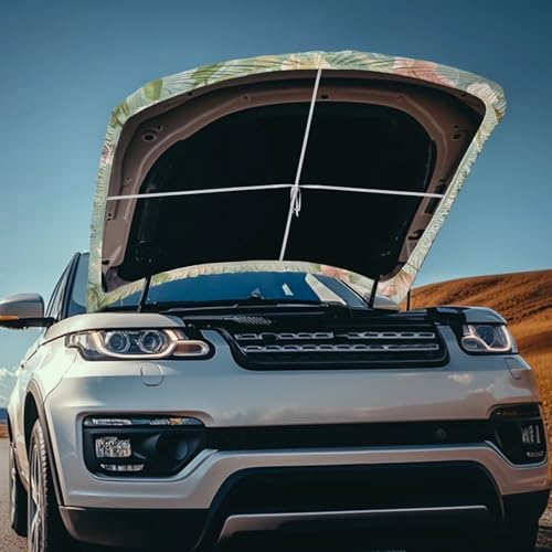 Image of Hummingbird Car Hood Protector, Countryside Floral Bird Can be Washed Automotive Exterior Accessories, Rural Hibiscus Car Hood Decoration and Protection