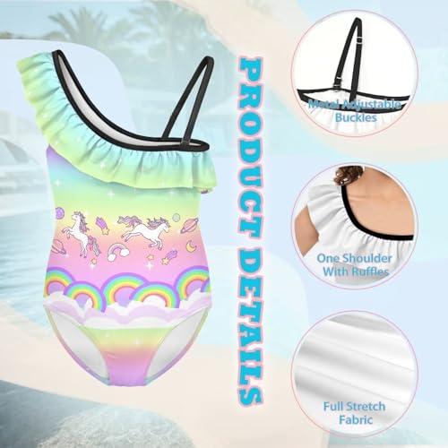 Image of Girls Swimsuit One Piece Ruffle Swimsuit Non-Slip Straps UPF 50+ for Girls Size 3-14 Years