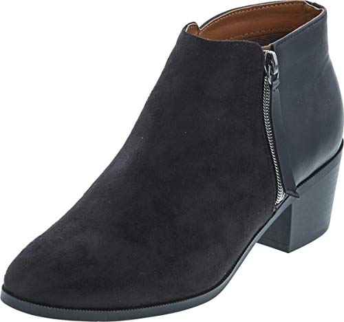 Image of Soda Women's Mug Round Toe Faux Suede Stacked Heel Western Ankle Bootie