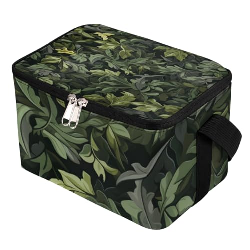 GzLeyigou Lunch Bags for Women Men 9 Cans,Leaves Hot & Cold Food Delivery Bag Insulated Grocery Bag Insulated Lunch Box Camouflage Cooler Bag for Office Work Picnic Beach