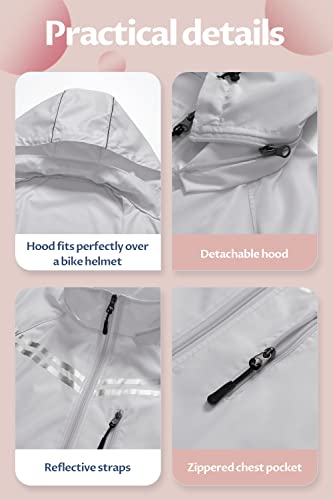 Image of CREATMO US Women's Sun Jackets Lightweight Packable Shirts UPF 50+ Hoodie Reflective Cycling Jacket With Detachable Hood