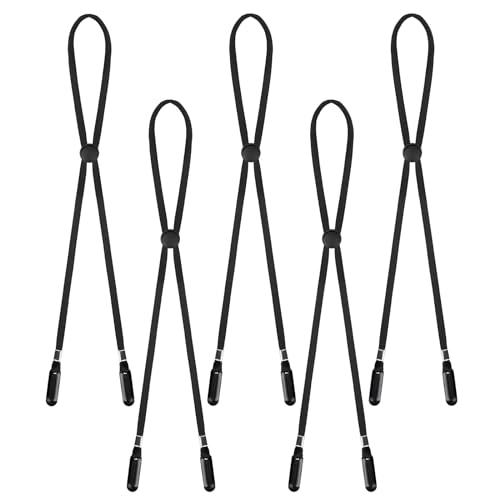 Molain 5 Stück Verstellbare Hutbandclips, Elastische Hüte Abnehmbares Kinnband, Winddichte Hutschnurclips Anti-Verlust-Mützenbandclips für Golfen Bootfahren Angeln Hut Outdoor(schwarz)