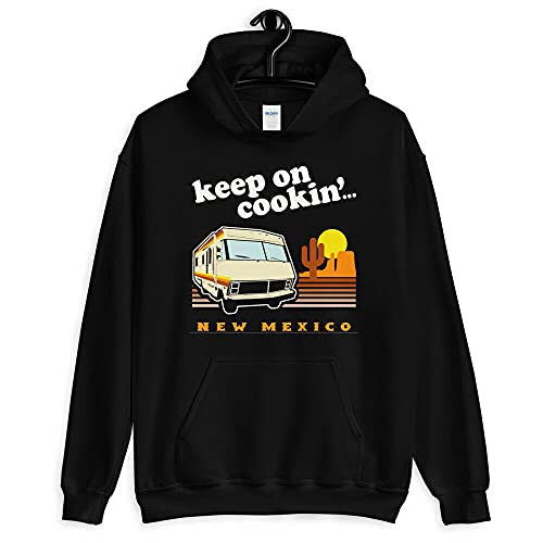Breaking Bad Men's Hoodie Keep on Cookin Camper Breaking Bad New Mexico -Black-XXL