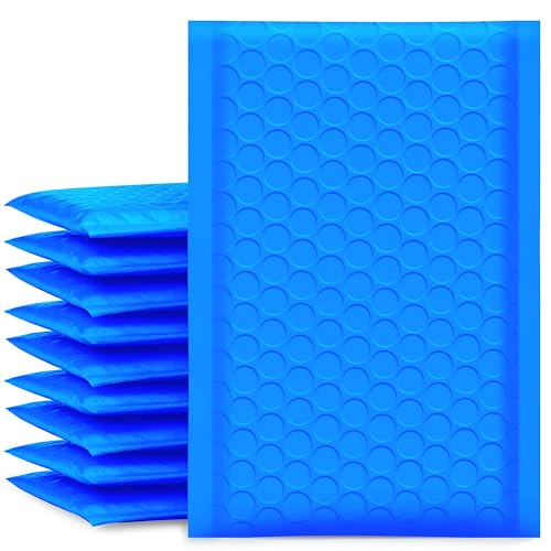 UCGOU Bubble Mailers 4x8 Inch Blue 50 Pack Poly Padded Envelopes Small Business Mailing Packages Opaque Self Seal Adhesive Waterproof Boutique Shipping Bags for Jewelry Makeup Supplies #000