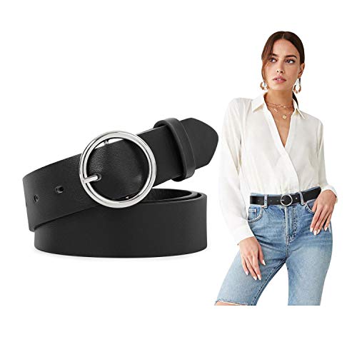 SUOSDEY Women Leather Belt with O-Ring Buckle,Fashion Soft Ladies Waist Belt for Jeans Dresses,1.3