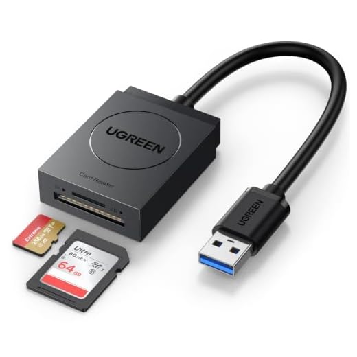 UGREEN SD Card Reader USB 3.0 Dual Slot Flash Memory Card Reader TF SD Micro SD SDXC SDHC MMC RS-MMC Micro SDXC Micro SDHC UHS-I for Mac Windows Linux Chrome Read 2 Cards Simultaneously