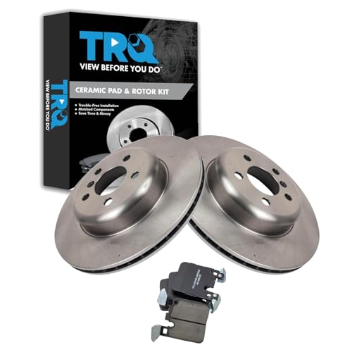 Image of TRQ Rear Brake Pad & Rotor Kit Ceramic Compatible with BMW
