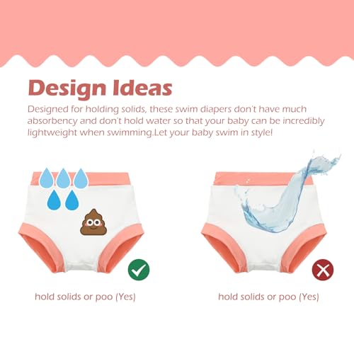 Image of ALVABABY 3 Pack Reusable Baby Girls Swim Diapers UPF 50+ Washable Toddler Beach Diapers