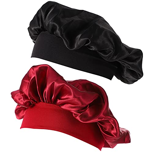 2pcs Nightcap Sleeping Cap Hair Care Cap Bouffant Cap Elastic Bonnet Hat