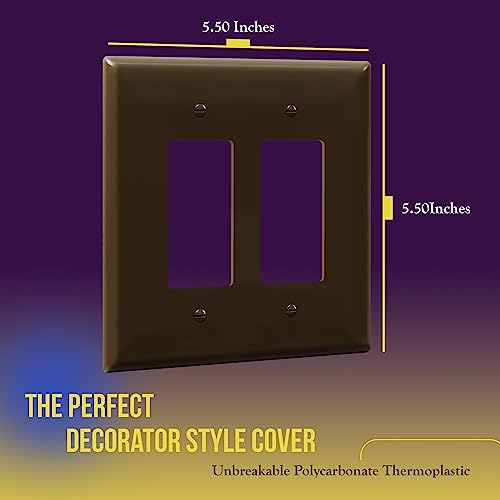 Image of ENERLITES 2-Gang Brown Oversize Decorator Switch Outlet Wall Plate Cover
