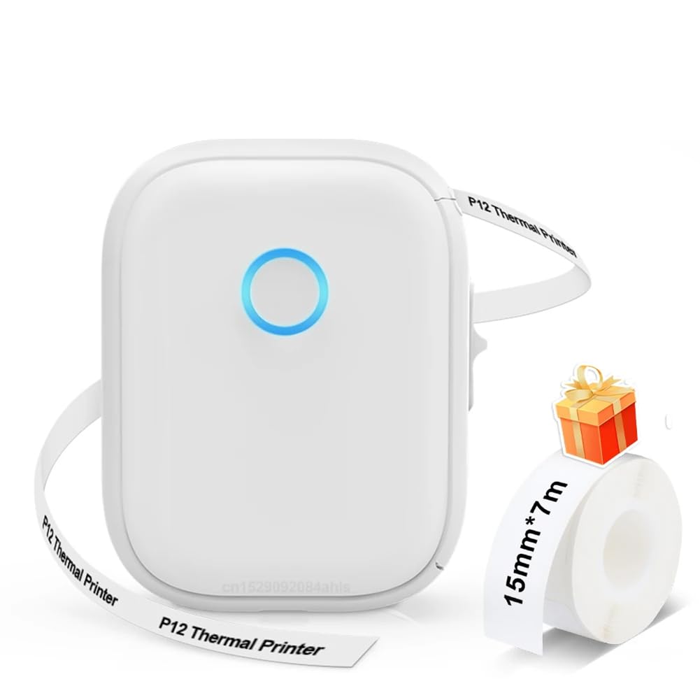 Przenośna etykieciarka, bezprzewodowa drukarka etykiet Bluetooth, drukarka etykiet, przenośna maszyna DIY samoprzylepna taśma etykietowa ciągła, do domu, biura i małej firmy, biała