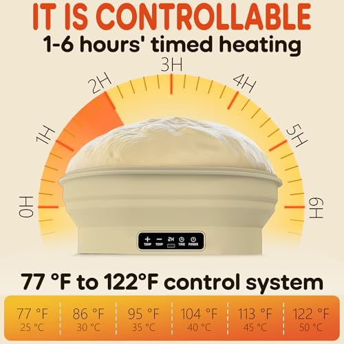 Sourdough Bread Baking Supplies,Electric Thermostatic Silicone Proofing Baskets for Sourdough Bread Baking Tools (elliptical-1, 10in) image 4