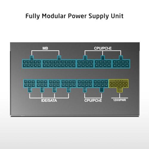 Image of ProLab Design XPower XP-1200 Power Supply Unit|1200w 80+Gold|Fully Modular|Japanese Capacitor|ATX 3.1 PCIE 5.1 Support|600w 12v-2x6 Connector|120mm Hydro Bearing Fan|Black Flat Cables|5 Year Warranty