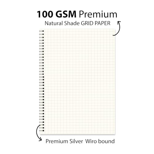Image of PaperO A4 Square Grid Transparent Cover Notebook Pack of 3 | 5mm Graph Paper | 100 GSM Thick Pages | 100Pages | 29.7 x 21 cm Size | | Ideal for Architects, Designers, Students & Drawing (A4)