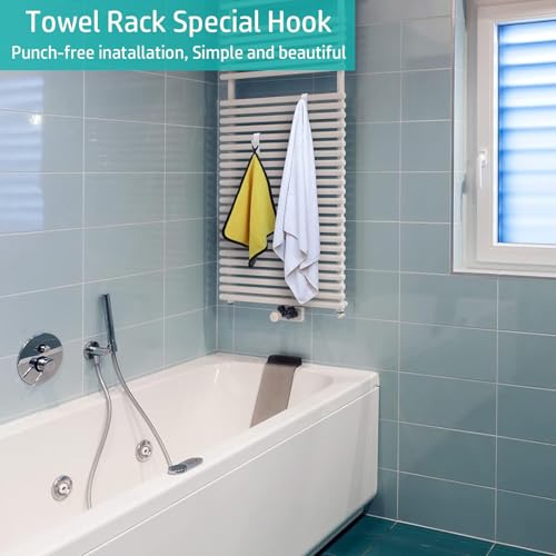 Techchii Pack of 10 Hooks for Towel Radiators, White ABS Hooks Heating Bathroom Radiator for Round Radiators and Standard Radiators