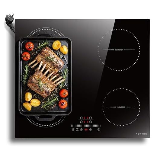 NOXTON Piano Cottura Induzione 4 Fuochi, 3500W Piano Cottura Elettrico Domino Incasso 4 Piastre con Spina, 60 cm Piastra Induzione con Flessible Zone Nero, Toccare, Blocco di Sicurezza, 220 V-240 V