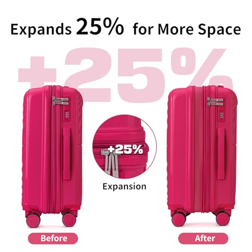 Image of LARVENDER Luggage Sets 5 Piece Set Suitcase Hardshell Expandable Carry On | ABS+PC, Suitcase Set for Women, Spinner Wheels, Durability, Lightweight, Telescopic Handle, Family Travel Luggage Set