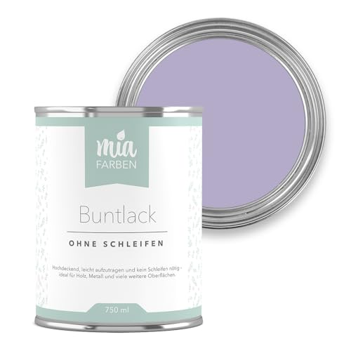 miafarben Buntlack ohne schleifen 750ml, Möbelfarbe, Möbellack für Holz, Metall, Kunststoff (Mias Lavendelblüte)