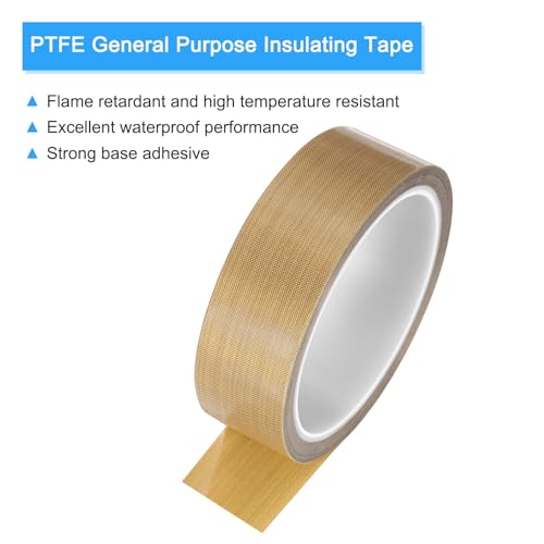 Image of MECCANIXITY 1 Pcs High Temperature Tape 30mm PTFE Coated Fabric Tape Heat Resistant Tape for Vacuum Sealers Adhesive Tape 10m /33ft Brown 0.18mm Thickness