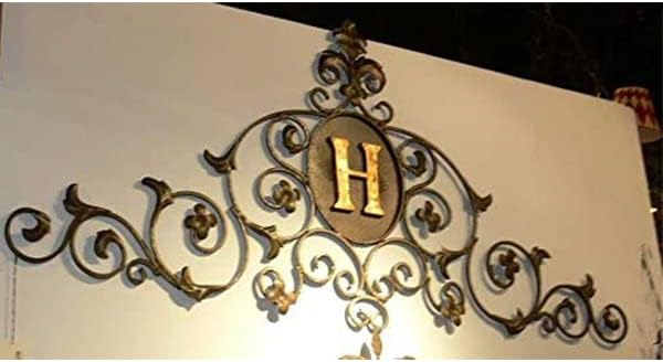 Miniatura 2 de Placa de pared con letra inicial de monograma de hierro verde para interiores y exteriores