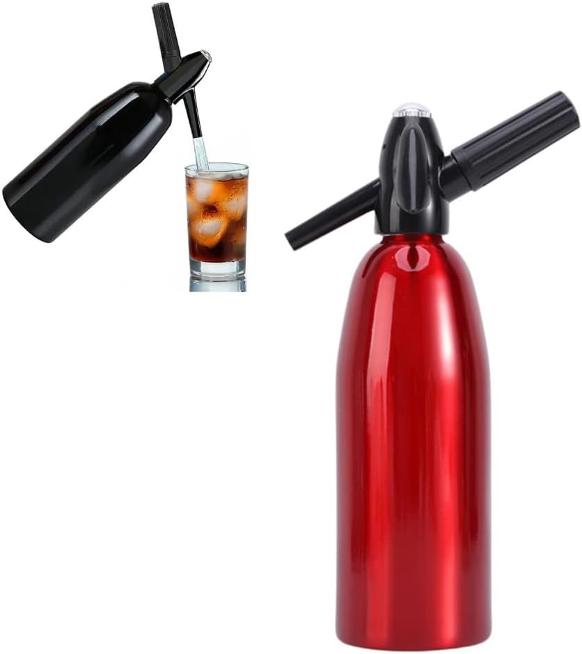 1L Soda Syphon Siphon Maker Aluminium Soda Siphon Bottle Manual Homemade Soda,Mojitos, Gin Fizz Cocktails and Wine Spritzers,black