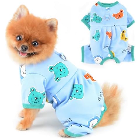 PAIDEFUL Small Dog Fleece Pajamas with D-Ring Cover