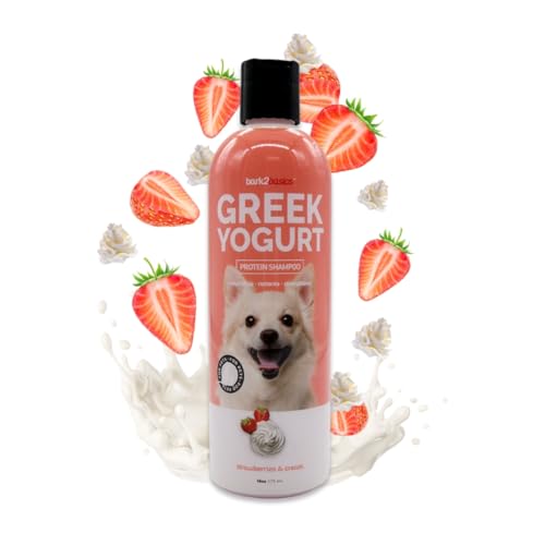 Bark2Basics Strawberries & Cream Greek Yogurt Protein Rich Dog Shampoo, 16 oz - Natural Ingredients,...