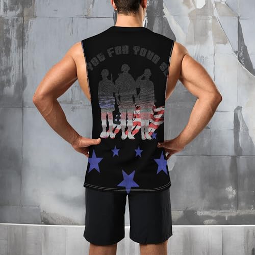 Image of Zhyaj Summer Tanks Top for Men Flag Graphic Print Sleeveless Shirts Casual Working Out Vest T-Shirts Loose-Fit Men's Tank