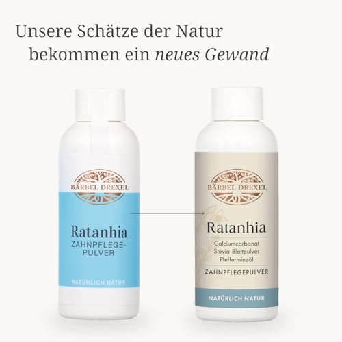 BÄRBEL DREXEL® Ratanhia Zahnpflegepulver, Zähne Pulver, Zahnaufhellung für Weiße Zähne, Bleaching (50g), Vegane Herstellung Deutschland, Zahnfleisch, Verfärbungen Entfernen, Oral Care, Zahnpflege