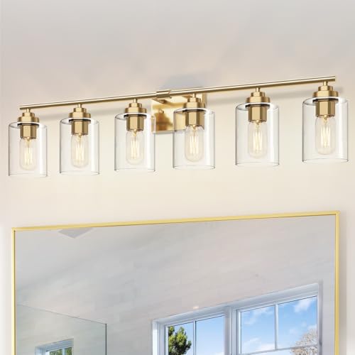 Image of SKEJAO Bathroom Vanity Light Over Mirror,Bathroom Light Fixture Wall Sconce Lighting for Bedroom,Living Room (Gold, 6-Light)