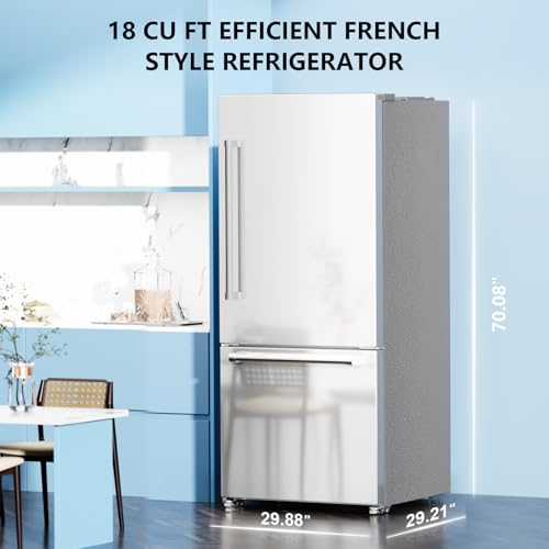 Image of Antarctic Star French Door Refrigerator, Auto Ice & Water Filter, VCM Stainless, Multi-Air, Fast Cooling, Inverter, LED Alarm, Energy Star, 18 Cu Ft, Silver