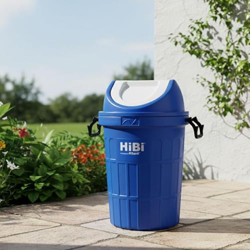 Image of HiBi Swing Bin 75 Litre Large Outdoor Waste Bin (Blue)