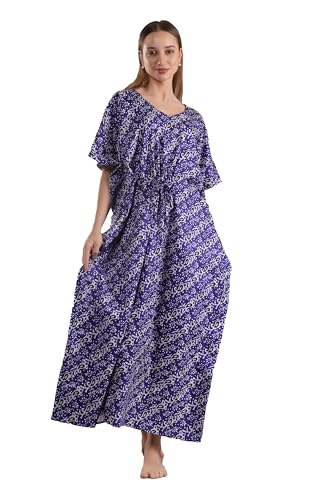 Image of Onekbhalo Women's Cotton Floral Kaftan Nighty Maxi Gown (OK Free Size)