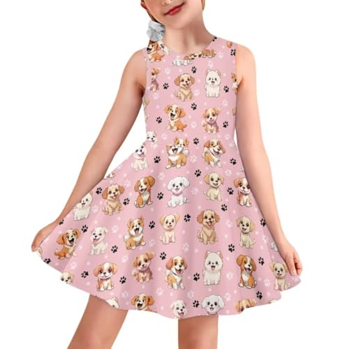 Tropical Dress for Girls Twirl Stretch Kneelength Dress Sun Summer Midi Playwear