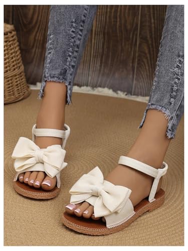 Image of GORGLITTER Women's Bow Flat Sandals 2026 Dressy Cute Ankle Strap Slides | Summer Shoes for Women 2026, Slip On Open Toe Flats, Slingback Slides, Vacation Dress Sandals