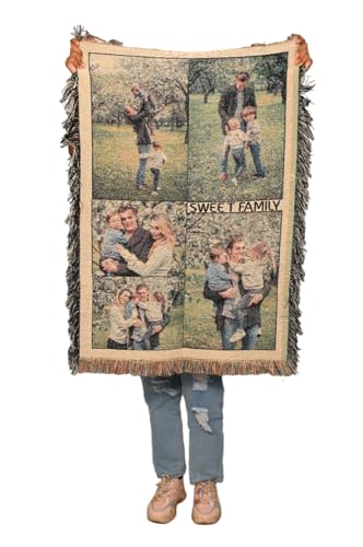 CanvasChamp Custom Blanket with Photo - Personalized Photo Blanket Throw for Adults Kids, Customized Image Collage Blanket for Sofa, Bed, Living Room, Gifts for Mothers Day (Woven, 60' x 80')