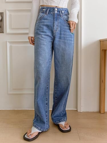 Image of KOTTY Wide Fit Denim Pants - Women's High Rise Wide Leg Comfort